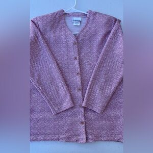 Pink Tweed Cardigan Sweater